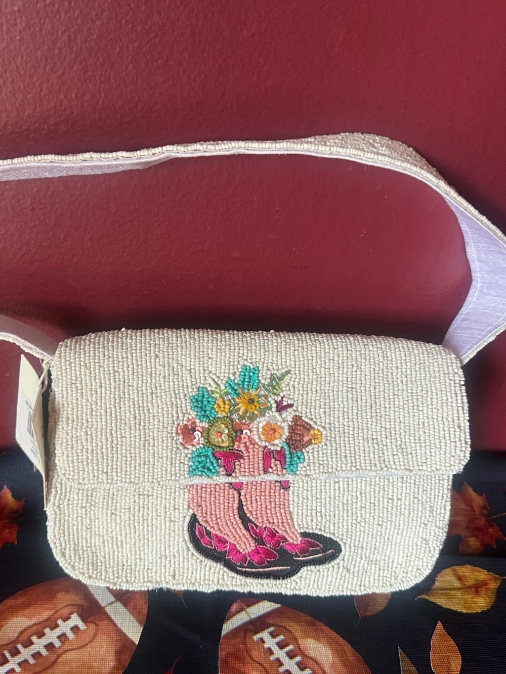 Viral COWGIRL boots beaded bag! NWT
